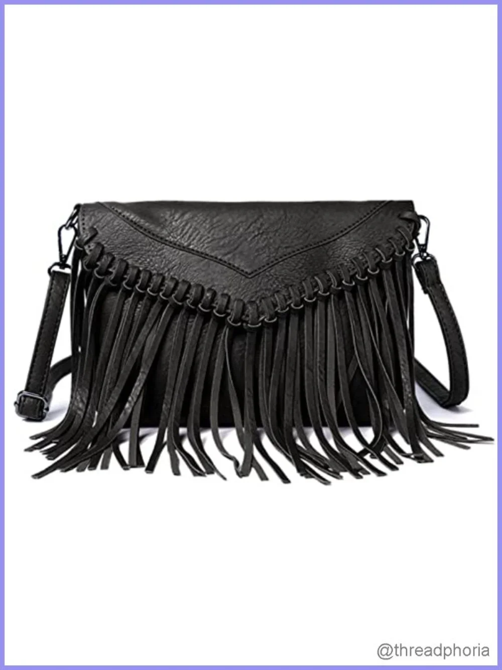 Vintage Fringe Purse Hobo Bag Vegan Leather Tassel Hippie Crossbody